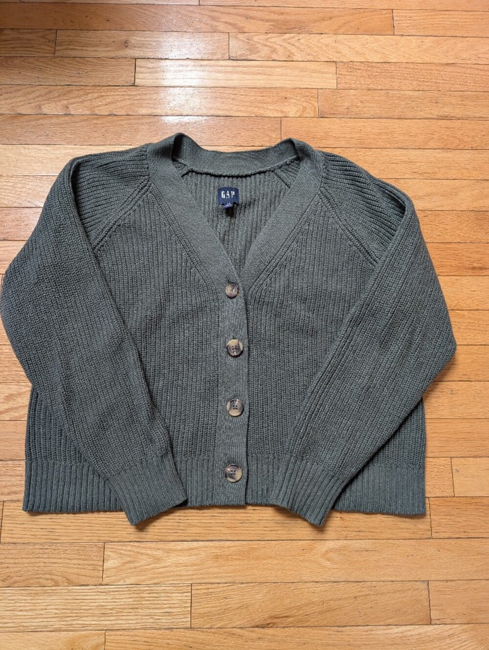 GAP Dark Olive Wool Button Cardigan